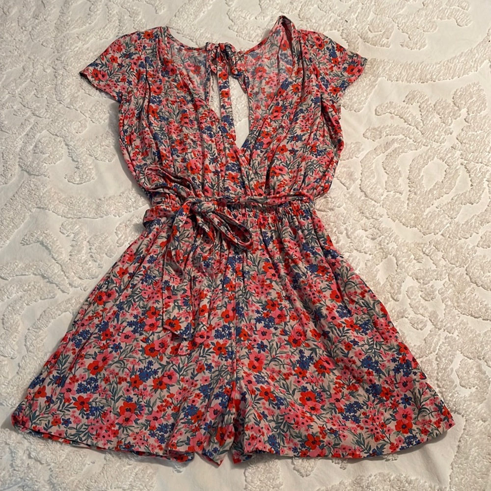 Floral American eagle romper